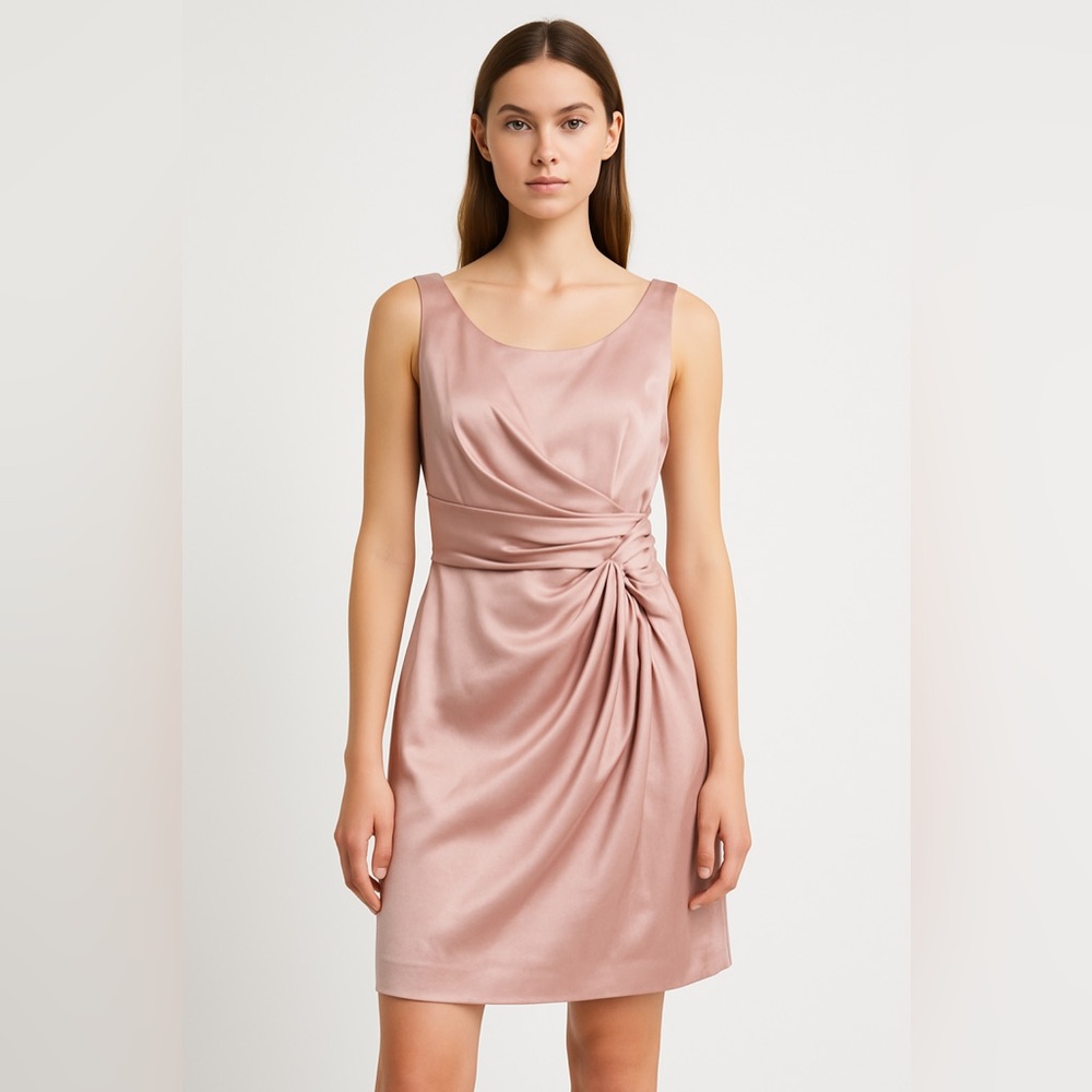Alberta Ferretti 100% Silk Blush Pink Ruched Dress 6